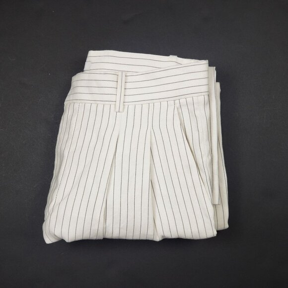 Madewell Superwide-Leg Trouser in Pinstripe Linen Blend Womens 4 Ivory Black - Picture 16 of 16